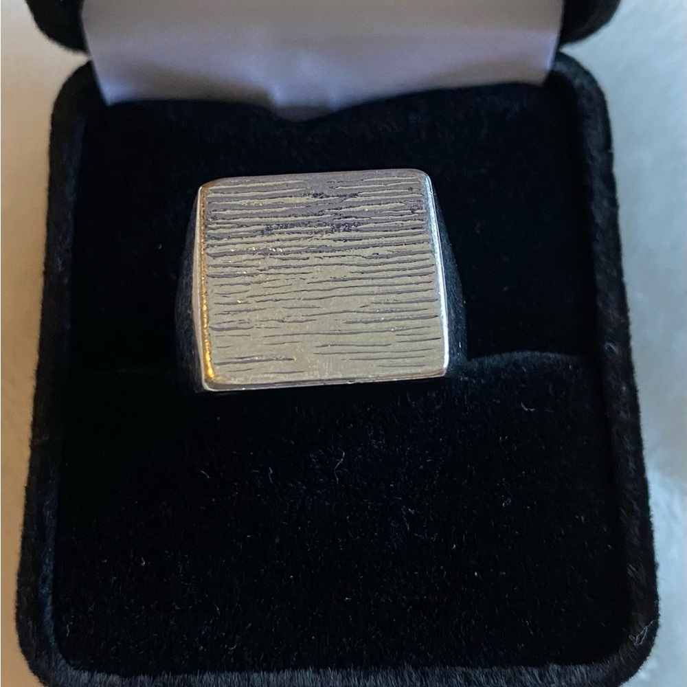 Stainless Steel Brush Textured Men's Ring Sz 7 1/4